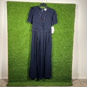 J.B.S. LTD. Women's Navy Blue Dress Size 10 Maxi Length Short Sleeve